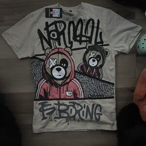 Graphic Bear Print Kids T-Shirt - Beige